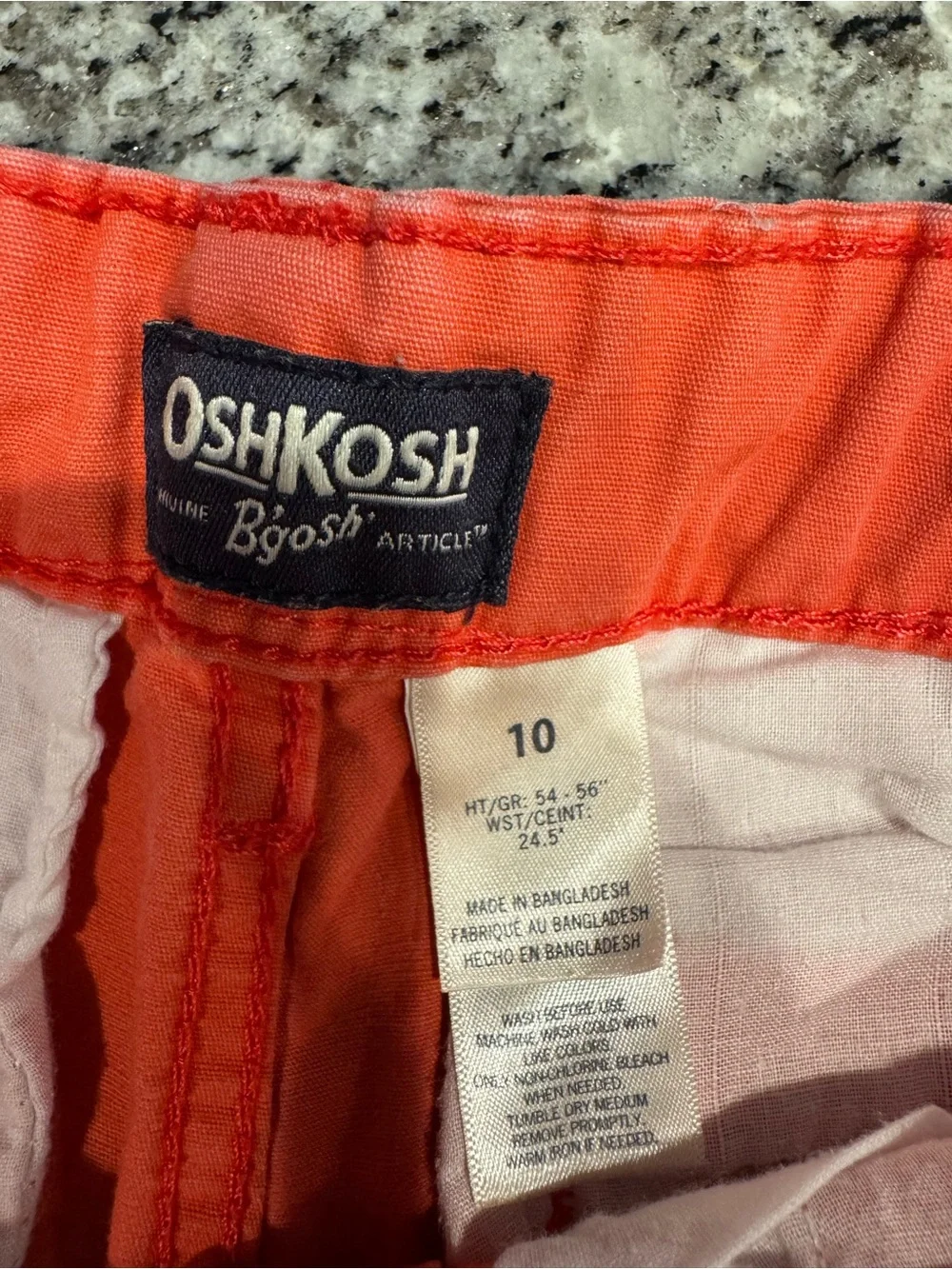 Oshkosh boy’s shorts size 10- Coral